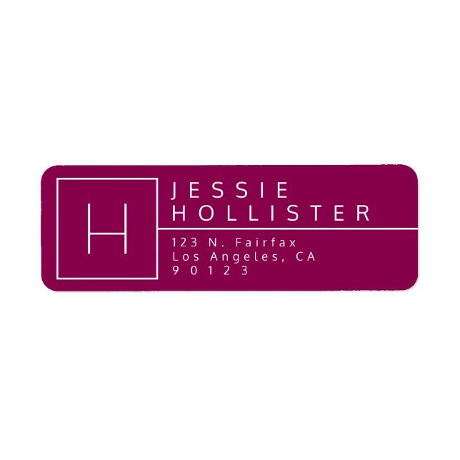 Deep Magenta Monogrammed Return Address (Front)