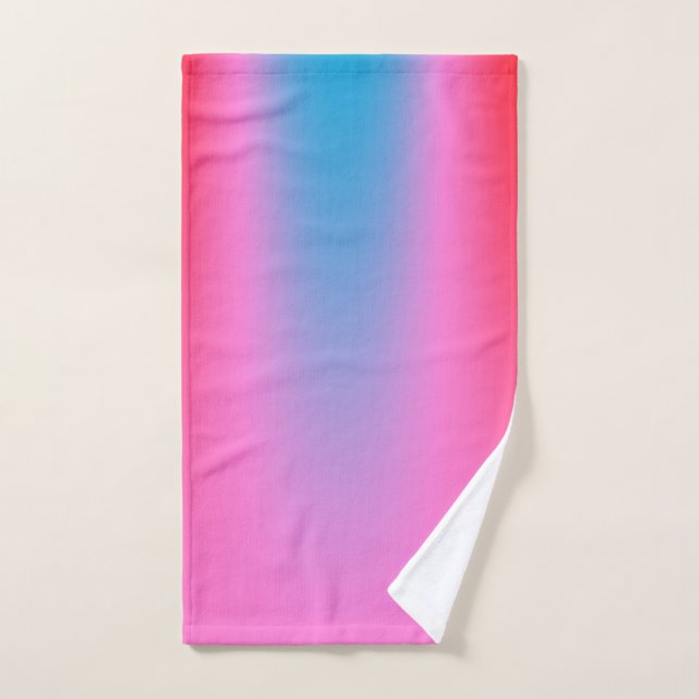 Deep Magenta Pink to Red & Blue Auric Ombre  Hand Towel (Hand Towel)