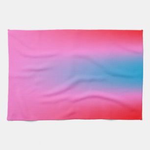 Deep Magenta Pink to Red & Blue Auric Ombre Kitchen Towel