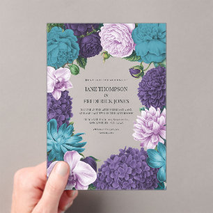 Deep Marine, Slate Orchid & Cloud Lilac Wedding Acrylic Invitations