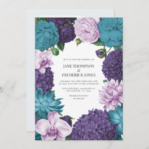 Deep Marine, Slate Orchid & Cloud Lilac Wedding Invitation