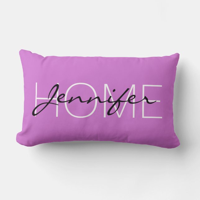 Deep mauve colour home monogram lumbar pillow (Front)