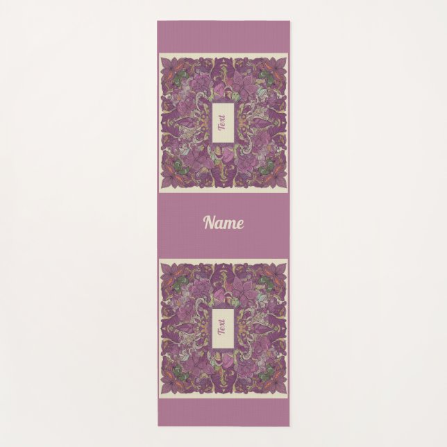 Deep Mauve Floral Sacred Space Yoga Mat (Front)