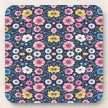 Deep Midnight Floral Garden Pattern Sherpa Blanket