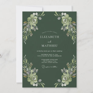 Deep Moss Foliage Wedding Invitation