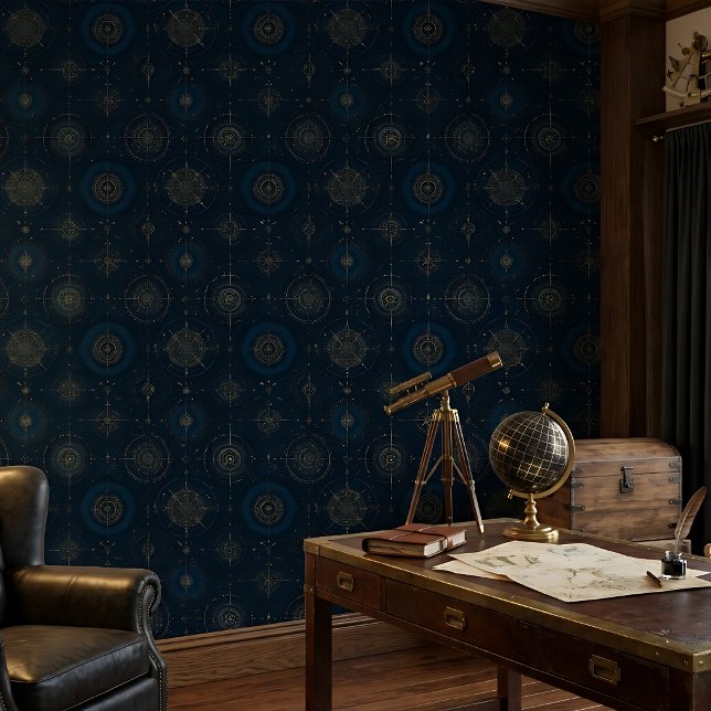 Deep Navy and Bronze Nautical Compass Rose Wallpaper (Creator Uploaded)