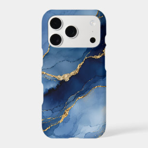 Deep Navy Blue and Gold Alcohol Ink Agate Texture