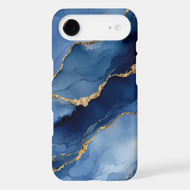 Deep Navy Blue and Gold Alcohol Ink Agate Texture  (Back)