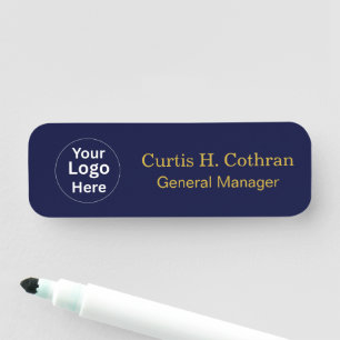 Deep Navy Blue & Gold Colour Name Tag Design