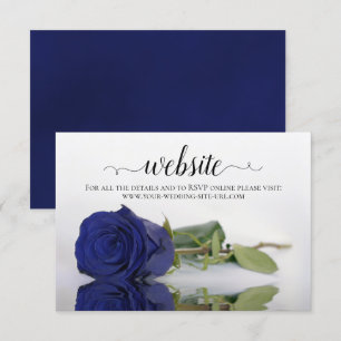 Deep Navy Blue Rose Elegant Wedding Website Enclosure Card