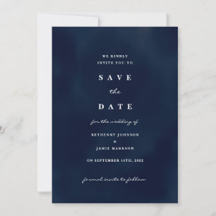 Deep Navy Blue Save the Date Invitation