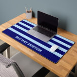 Deep Navy Blue & Sky Blue Stripes Pattern  Desk Mat<br><div class="desc">Enhance your workspace with the Deep Navy Blue & Sky Blue Stripes Pattern Desk Mat. Featuring a bold striped design in rich navy and soft sky blue, this desk mat provides a smooth surface for your keyboard and mouse while adding a sleek and modern touch to your desk. Perfect for...</div>
