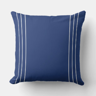 Deep Navy Blue with Thin White Stripes Throw Pillow