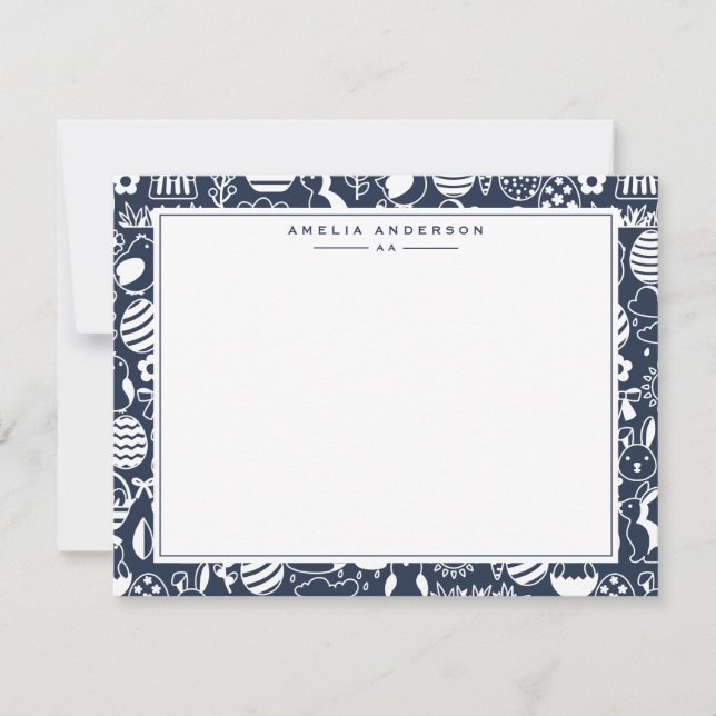 Deep Navy Easter Egg Frame Note Card (Front)