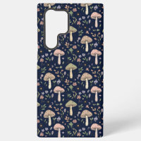Deep Navy Fungi Seamless Pattern Moody