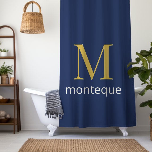 Deep Navy Gold Monogram Personalized Name Luxury  (Creator Uploaded)