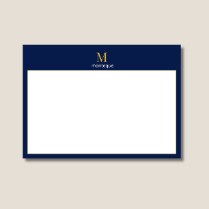 Deep Navy Gold Monogram Personalized Name Luxury  Card