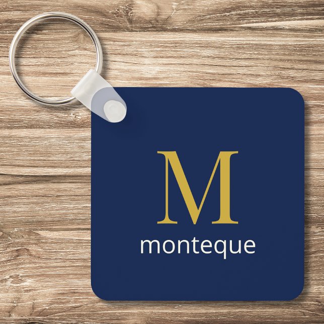 Deep Navy Luxury Custom Monogram Gift For Her Keychain (Creator Uploaded)