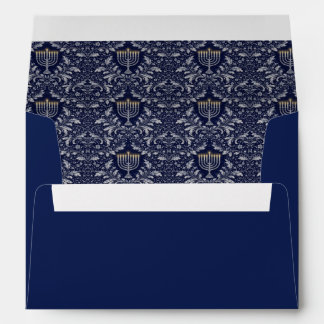 Deep Navy Menorah William Morris Pattern Envelope