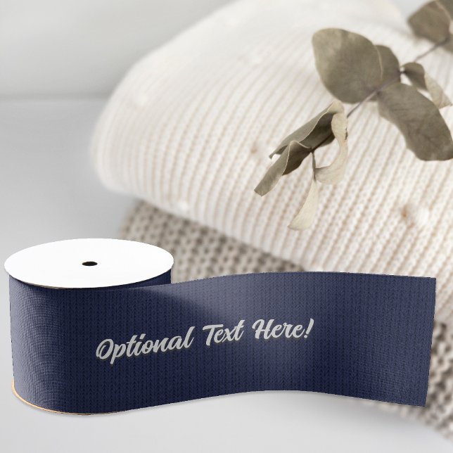 Deep Navy / Midnight Blue - Your text in white on Grosgrain Ribbon (Creator Uploaded)
