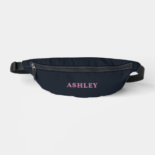 Deep navy pink custom name fanny pack