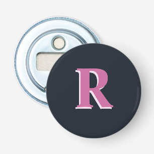 Deep navy pink monogrammed bottle opener
