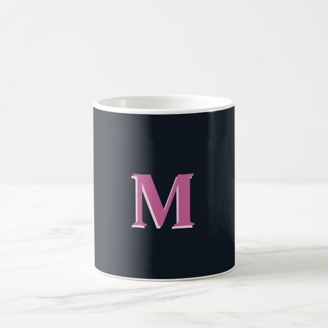 Deep navy pink monogrammed coffee mug (Center)