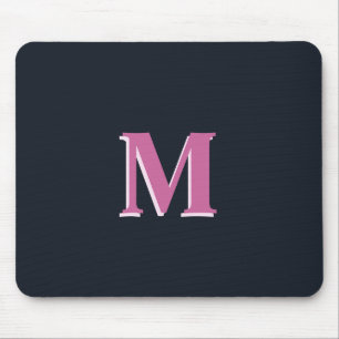 Deep navy pink monogrammed mouse pad