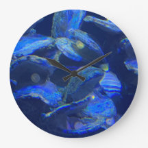Deep Ocean Blue Abstract Art Coastal Decor Round W
