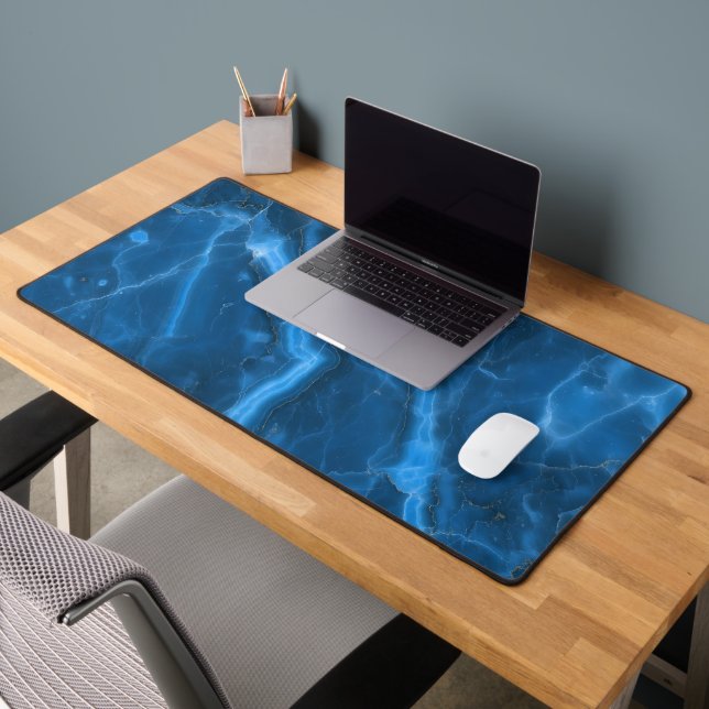 Deep Ocean Blue Agate Stone Abstract Large Office (Bureau 2)