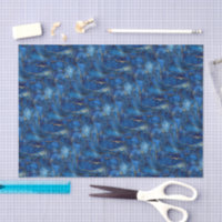 Deep Ocean Blue & Gold Watercolor Swirl Decoupage 