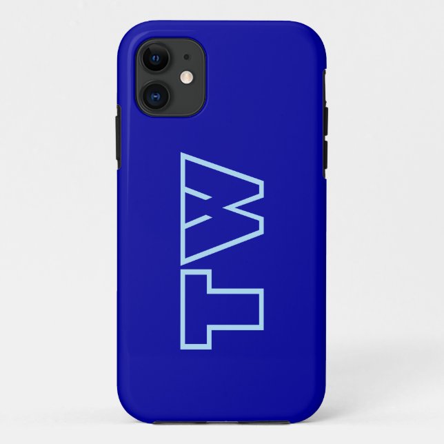 Deep Ocean Blue Solid Colour Minimalist Monogram  Case-Mate iPhone Case (Back)