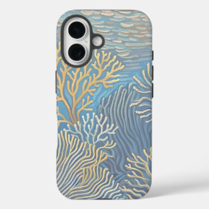 Deep Ocean Golden Corals iPhone 16 Case