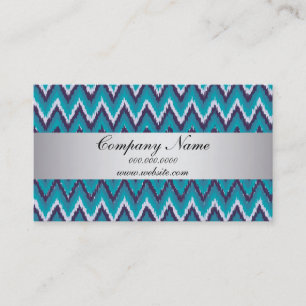 Deep Ocean Ikat ZigZag Pocket 2019 Calendar Business Card