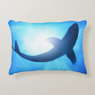 Deep Ocean Shark Silhouette Decorative Pillow