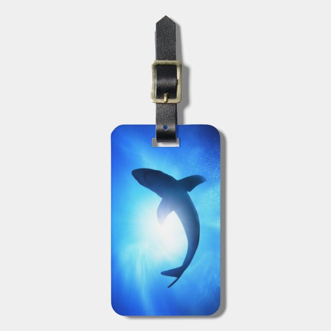 Deep Ocean Shark Silhouette Luggage Tag (Front Vertical)