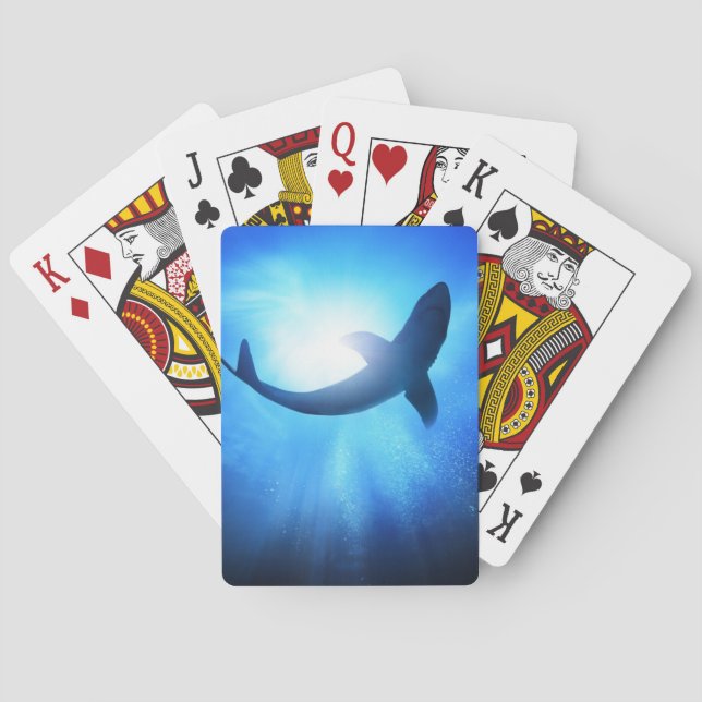 Deep Ocean Shark Silhouette Playing Cards (Back)