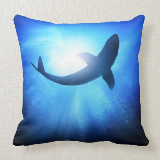 Deep Ocean Shark Silhouette Throw Pillow