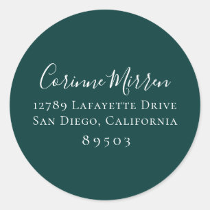 Deep Ocean Teal Return Address Sticker