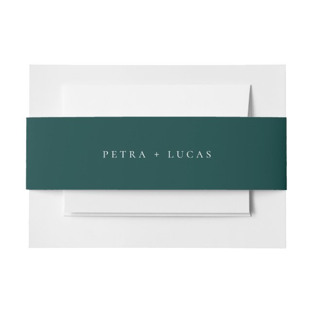 Deep Ocean Teal Wedding Invitation Belly Band (Front Example)