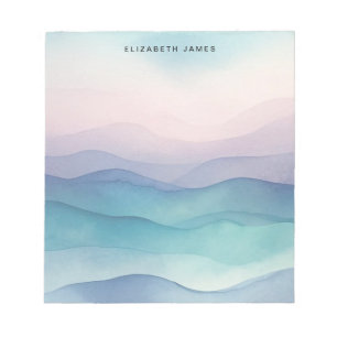 Deep Ocean Watercolor Blue Layered Ombre  Notepad
