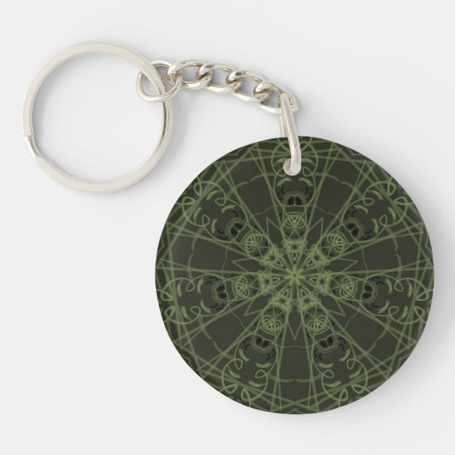 Deep olive green geometric  keychain (Front)