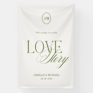 Deep Olive Green Welcome To Our Wedding Vinil Banner