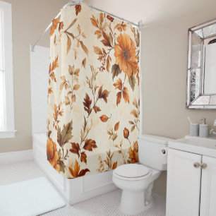 Deep Orange Amber Vintage Floral Autumn Pattern