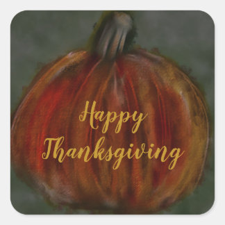 deep orange pumpkin rough sketch square sticker