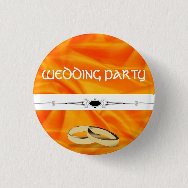 Deep Orange Silk Wedding 1 Inch Round Button (Front)