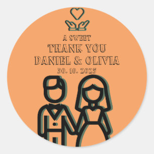 Deep Orange Wedding Classic Round Sticker