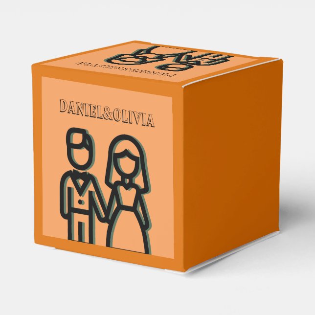 Deep Orange Wedding Favor Box (Back Side)