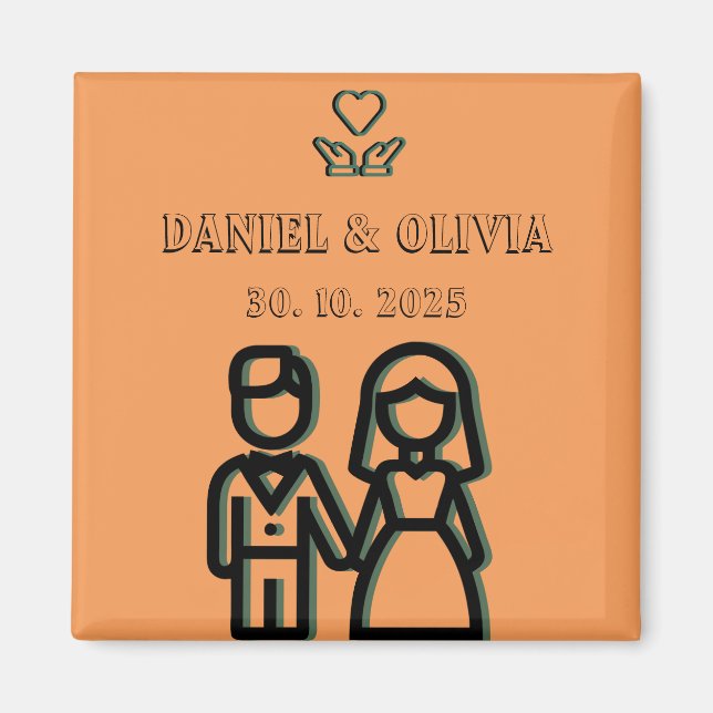 Deep Orange Wedding Magnet (Front)