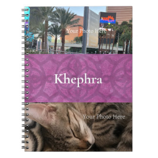 Deep Orchid Purple Batik Name and Photo Collage Notebook